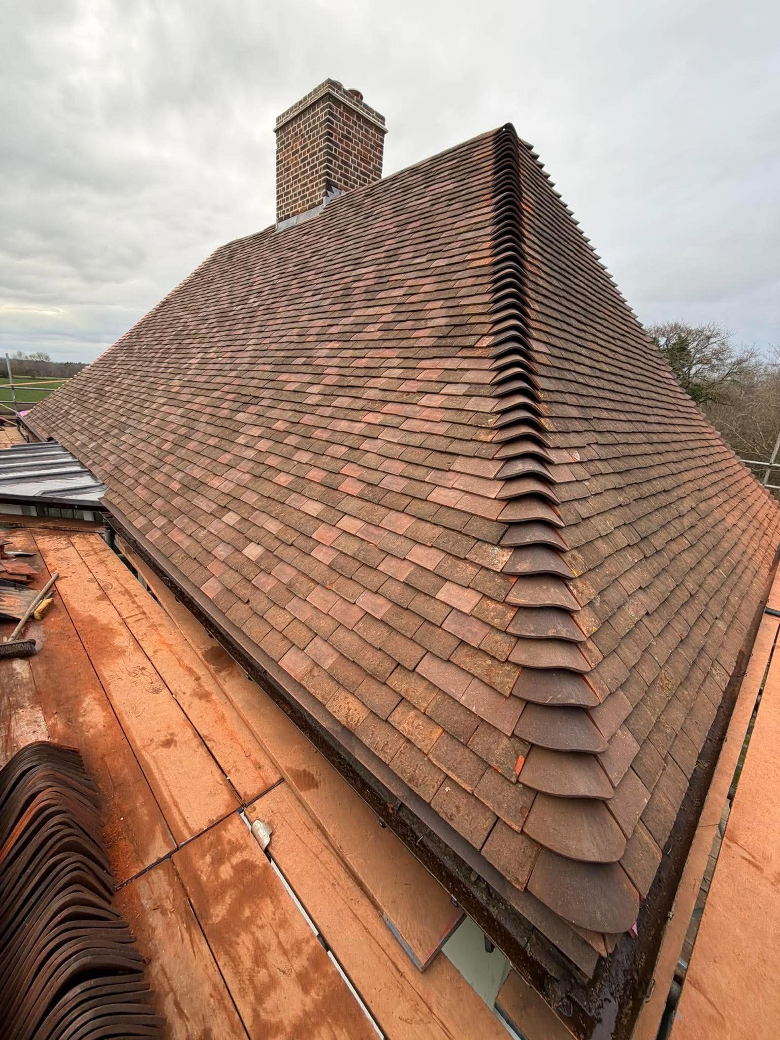 Completed tiled roof