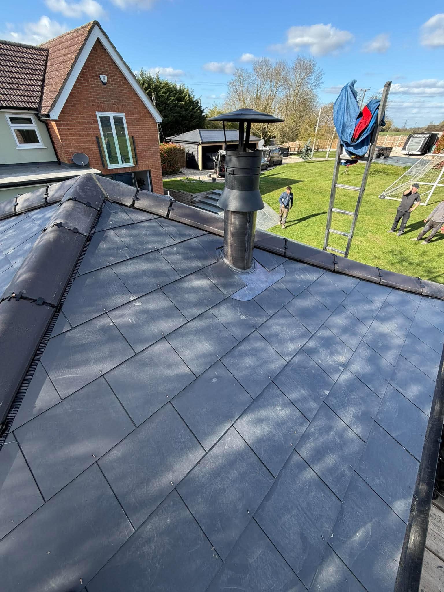 Completed slate roofing
